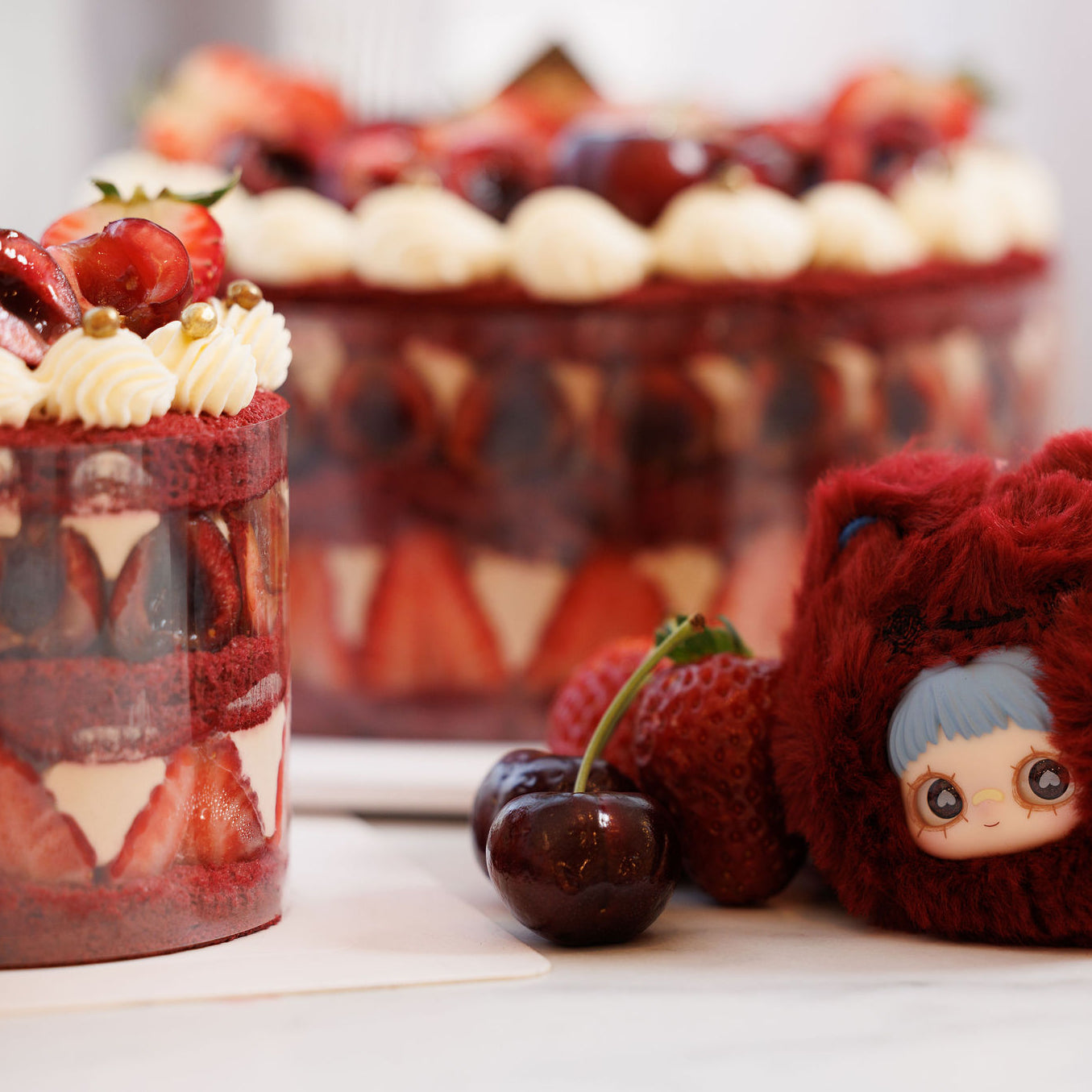 Fresh Cherry Gianduja Red Velvet Shortcake