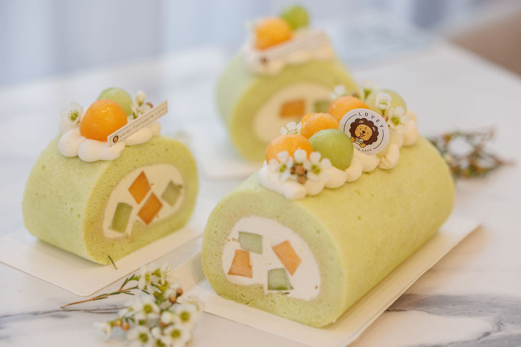 Meet our latest obsession: the Double Melon Swiss Roll! 🍈💚