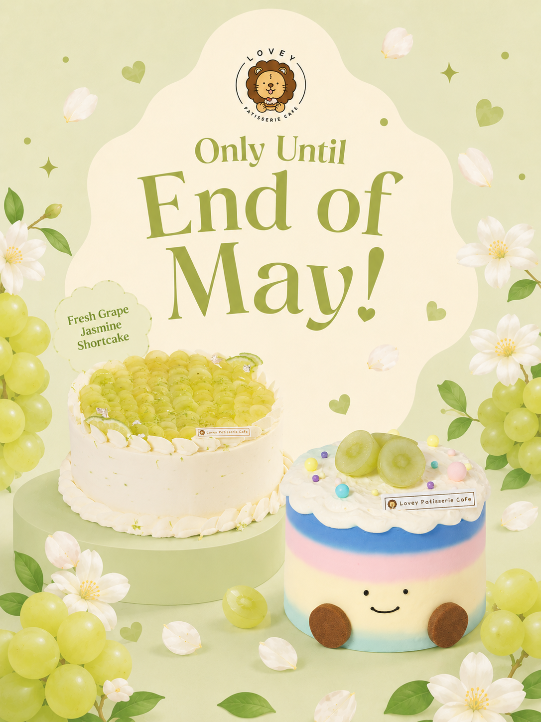 🍇 Fresh Jasmine Grape Shortcake is only here until the end of May 💚