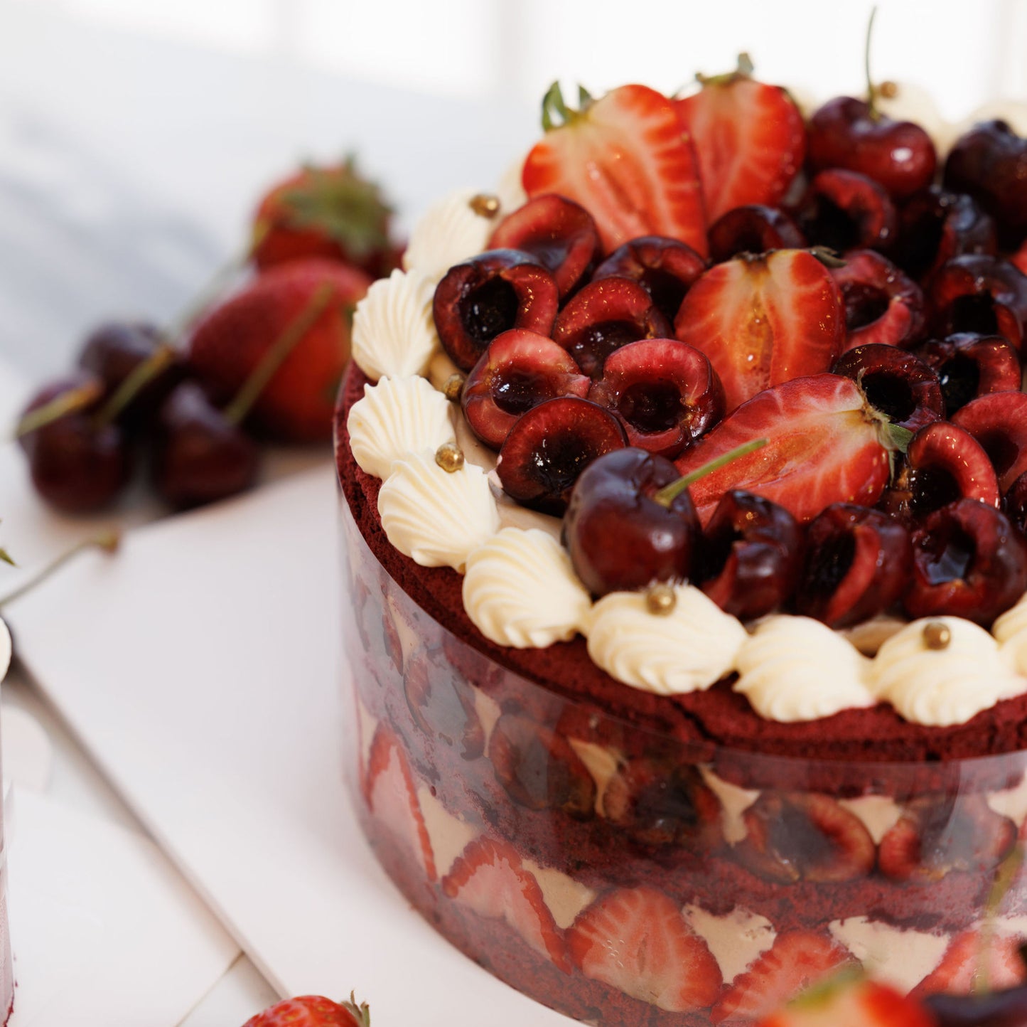 Fresh Cherry Gianduja Red Velvet Shortcake