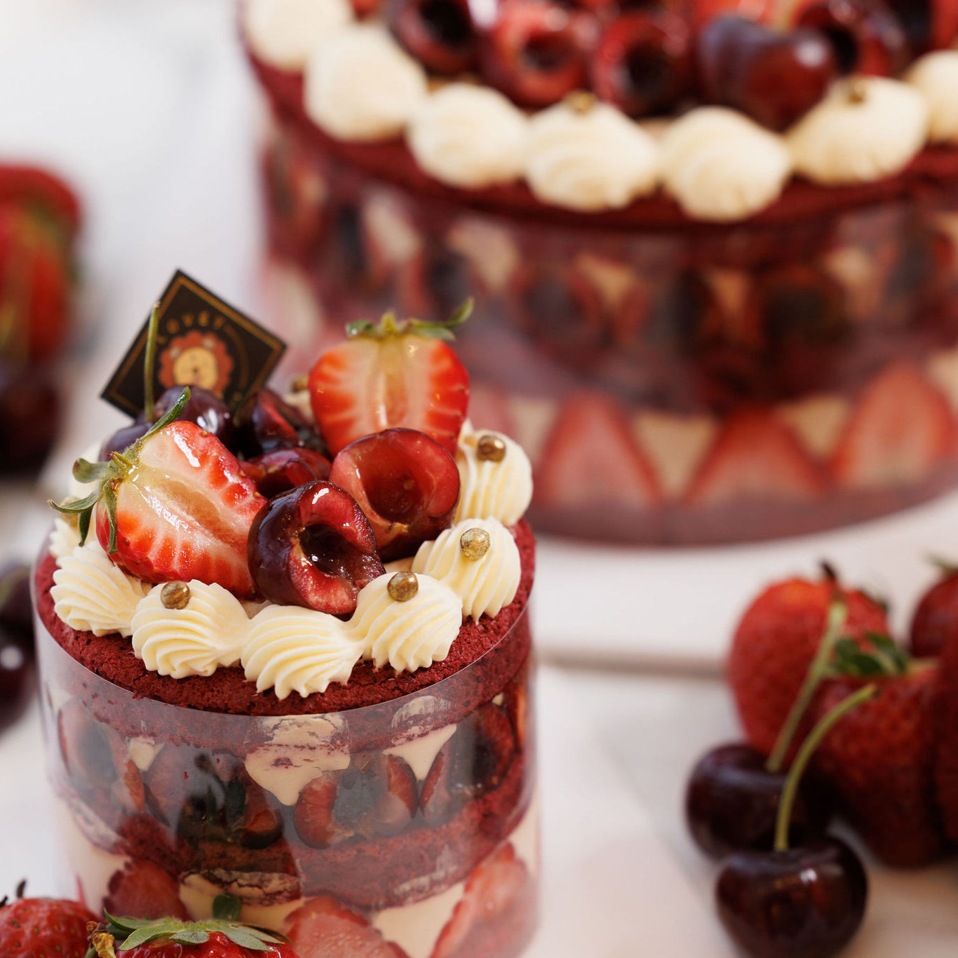 Fresh Cherry Gianduja Red Velvet Shortcake