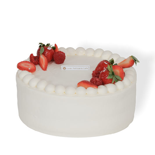 Fresh Strawberry Shortcake with whipped Chantilly cream and fresh strawberries at Lovey Patisserie Cafe