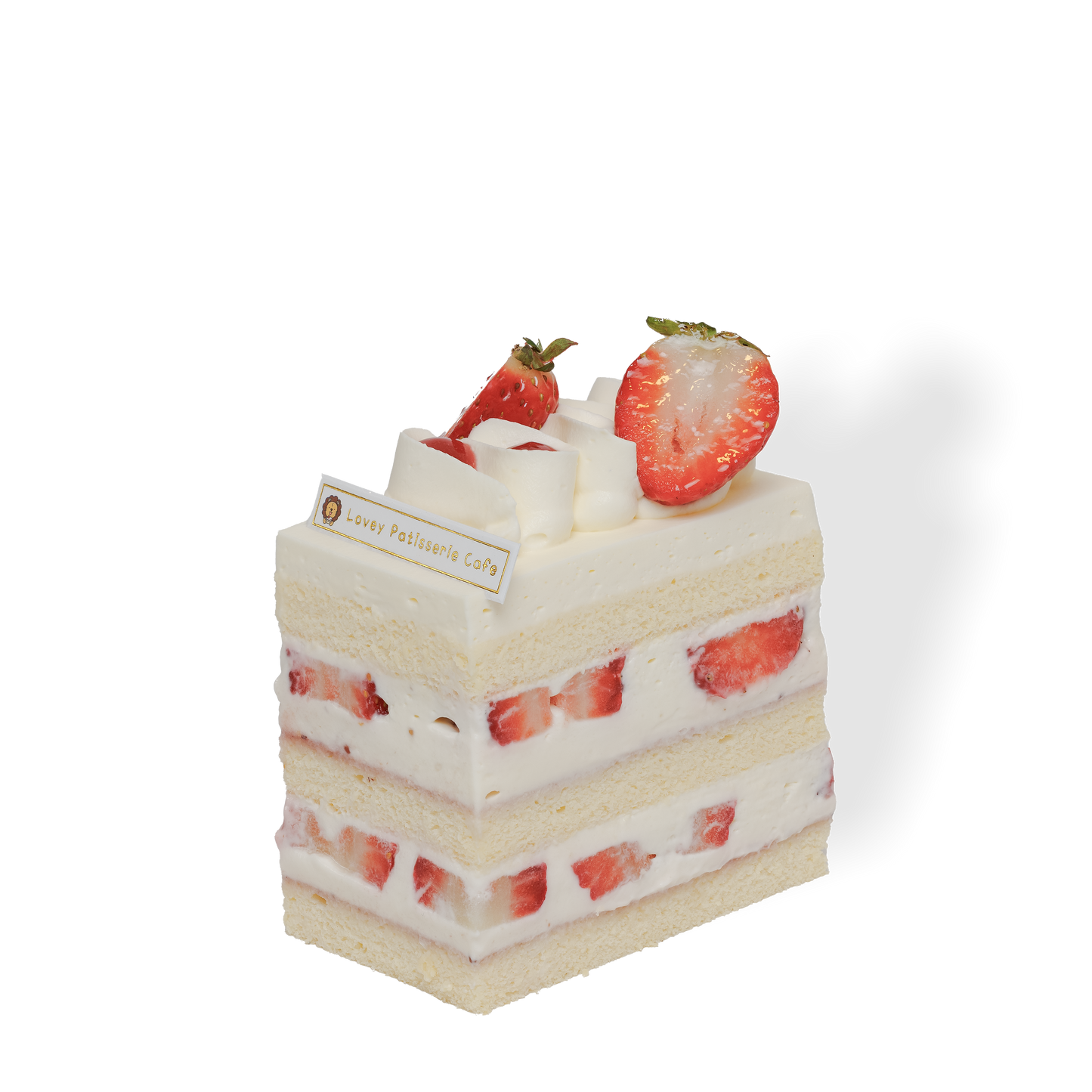 Slice of Fresh Strawberry Shortcake highlighting airy chiffon and creamy layers
