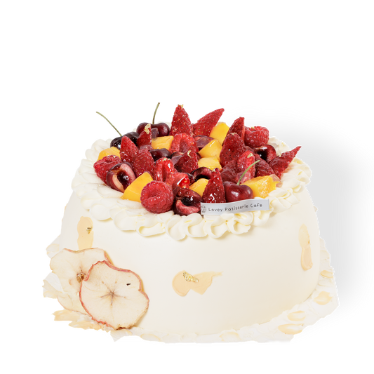 Hawthorn elderflower apple chiffon shortcake designed for Chinese New Year, featuring a festive lucky bag inspired shape.