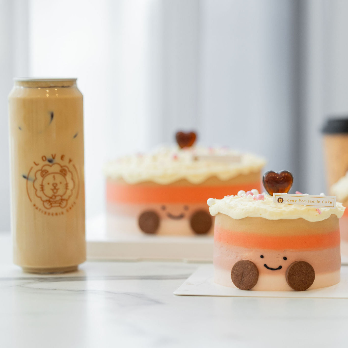 Close-up of the chiffon sponge and milk tea filling texture in Thai Milk Tea Amuseable Shortcake.